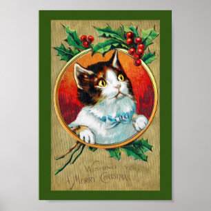 Poster Noël, Chat de Noël