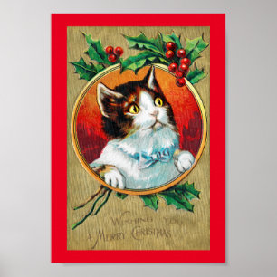 Poster Noël, Chat de Noël
