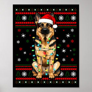 Poster Noël chien, Lumières de Noël Berger Allemand Ug