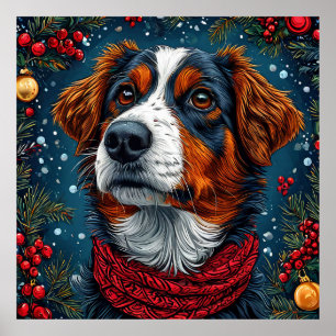 Poster Noël Chien Mignon Fête Hivernale Vacances