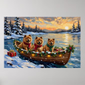 Poster Noël Chow Chow Bateau Vacances (Devant)