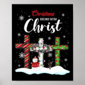 Poster Noël Commence Avec Christ Snowman Christian Cro (Devant)