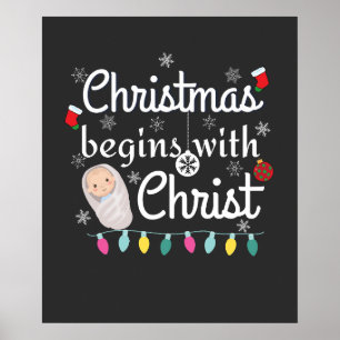 Poster Noël commence avec le Christ T-shirt