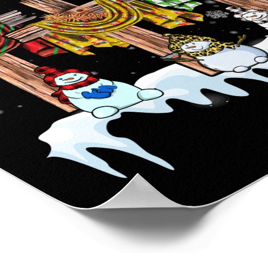 Poster Noël commence Christ Snowman Croix chrétienne (Coin)