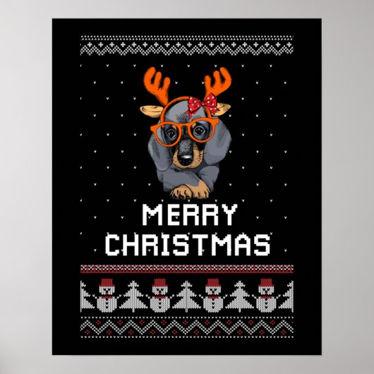 Poster Noël Dachshund (Devant)