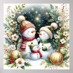 Poster Noël de la famille Snowman