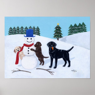 Poster Noël de Labrador avec l'illustration de bonhomme