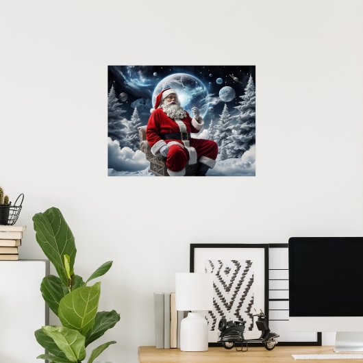 Poster Noël de l'Arrière - plan de l'espace magique Père  (Bureau à domicile)