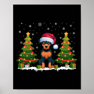 Poster Noël de Noël Lumière Miniature Pinscher Chien Père