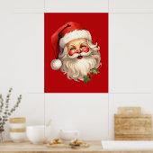 Poster Noël de style rétro Holly Jolly Santa Claus (Cuisine)