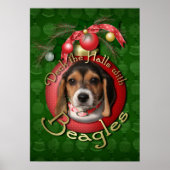 Poster Noël - Deck the Halls - Beagle (Devant)