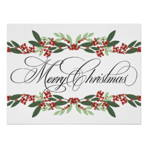 Poster Noël d'élégance À feuillage persistant enchantée