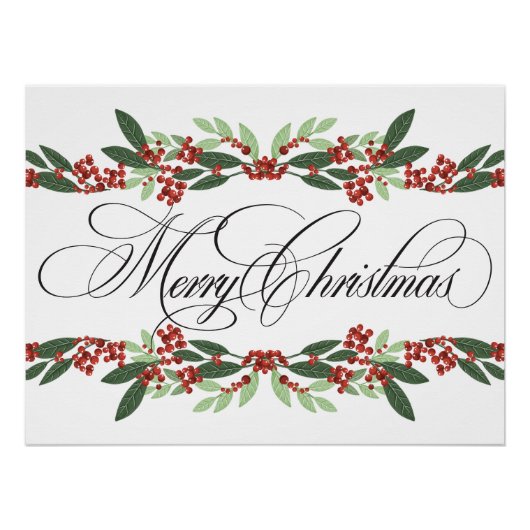 Poster Noël d'élégance À feuillage persistant enchantée (Devant)