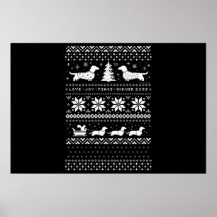 Poster Noël des Dachshunds