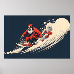 Poster Noël d'été de Surfing Père Noël
