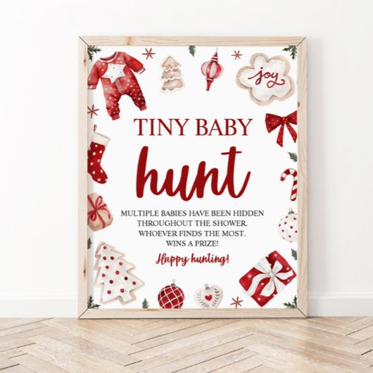 Poster Noël d'hiver Minuscule Chasse de bébé Baby shower