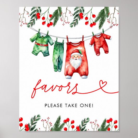 Poster Noël d'hiver Père Noël Baby shower Faveurs (Devant)