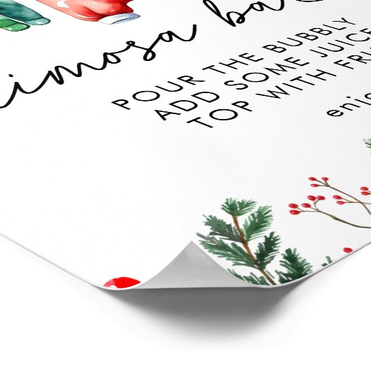 Poster Noël d'hiver Père Noël Baby shower Mimosa Bar (Coin)