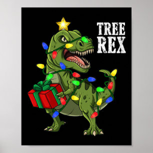 Poster Noël Dinosaure Arbre Rex Garçons Filles Enfants Xm