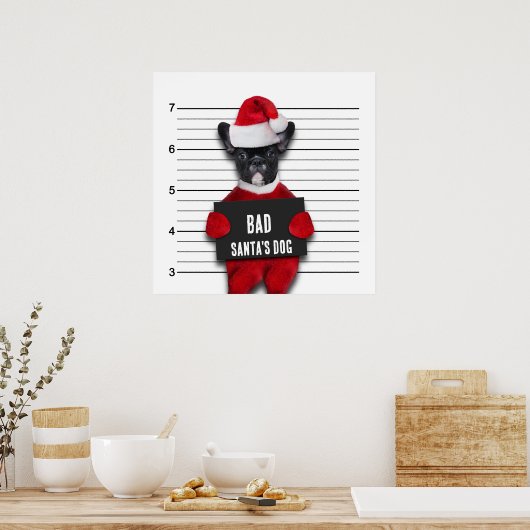 Poster Noël Drôle Mugshot Mauvais Chien Père Noël (Cuisine)