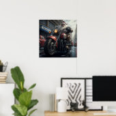 Poster Noël du moto du Père Noël (Bureau à domicile)