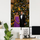 Poster Noël du président Barack Obama et de Michelle (Bureau à domicile)