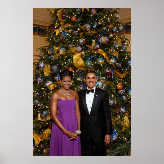 Poster Noël du président Barack Obama et de Michelle (Devant)