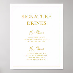 Poster Noël Élégant Simple   Panneau de Boissons Signatur
