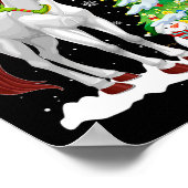 Poster Noël Elfe équitation Reindeer Cheval Snowman Xmas  (Coin)