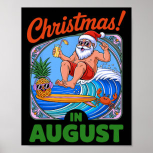 Poster Noël En Août Vacances D'Été Drôle Père Noël Me