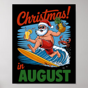 Poster Noël En Août Vacances D'Été Drôle Père Noël Me