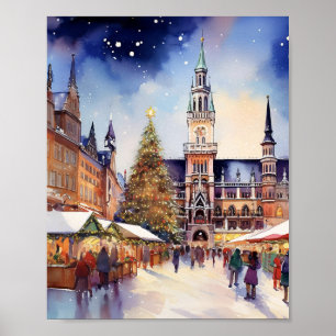 Poster Noël en Aquarelle de Munich