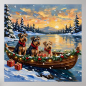 Poster Noël en bateau avec Airedale Terrier (Devant)