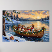 Poster Noël en bateau avec Beagle (Devant)