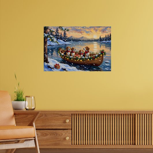 Poster Noël en bateau avec Beagle (Salon 2)