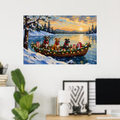 Poster Noël en bateau avec Pitbull (Bureau à domicile)