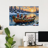 Poster Noël en bateau avec Schnauzer (Bureau à domicile)