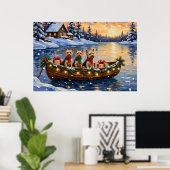 Poster Noël en bateau avec Yorkipoo (Bureau à domicile)