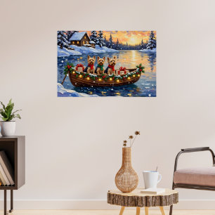 Poster Noël en bateau avec Yorkipoo