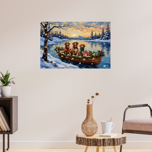 Poster Noël en bateau Vizsla (Salon 3)