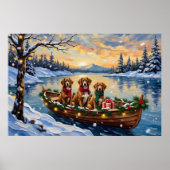 Poster Noël en bateau Vizsla (Devant)