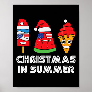 Poster Noël en été Fête de Santa Claus Plage Été