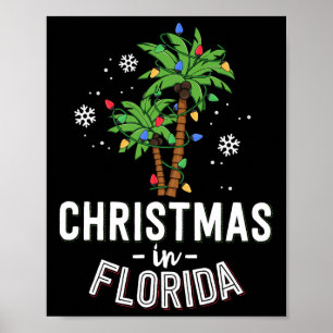 Poster Noël En Floride Pont Les Palmiers Famille Va