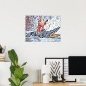 Poster Noël en Floride Santa Claus équitation Alligator (Bureau à domicile)