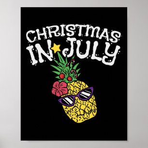 Poster Noël en Juillet Ananas Drôle d'Été Tropical