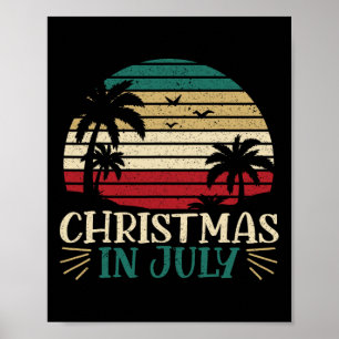 Poster Noël en juillet drôle de vacances d'été tropicales