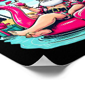 Poster Noël En Juillet Drôle Père Noël Se Détendre Sur La (Coin)