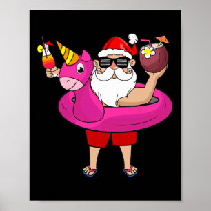 Poster Noël en juillet Fête drôle Hawaïenne Eté Plage