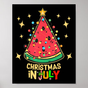 Poster Noël En Juillet Fête Pastèque Arbre de Noël