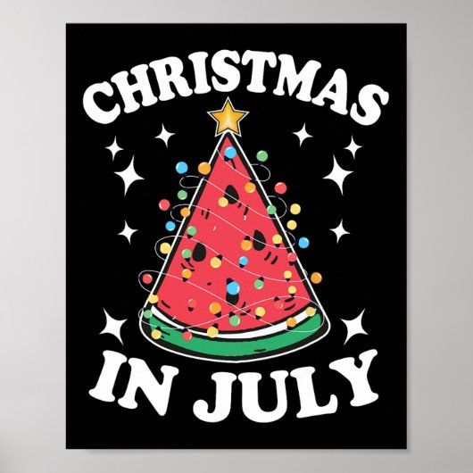 Poster Noël En Juillet Fête Pastèque Arbre de Noël (Devant)